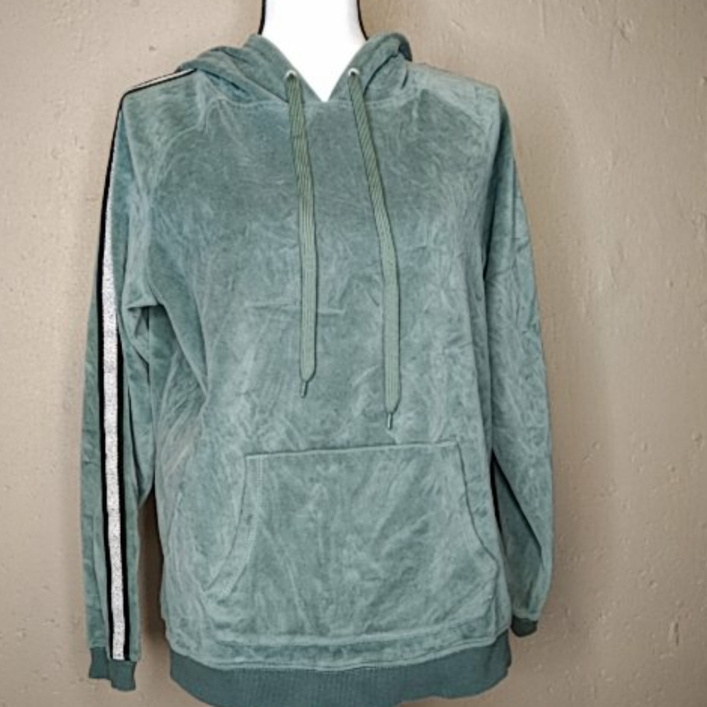 Jessica Simpson Velvet Track Hoodie Silver M